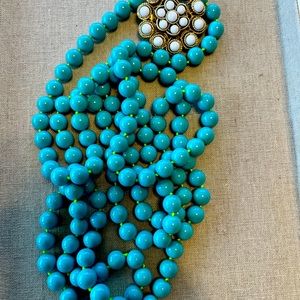 Stella & Dot La Coco Turquoise 60” Necklace (Detachable Brooch Included)